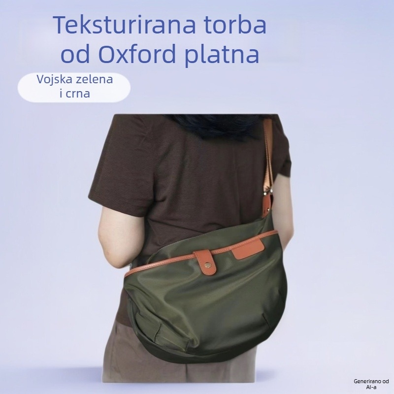 Torba za ramena s nylon podstavom, ovalni oblik, zatvarač, unutarnja džepa sa zipom, unutarnji sloj, za slobodno vrijeme putovanja