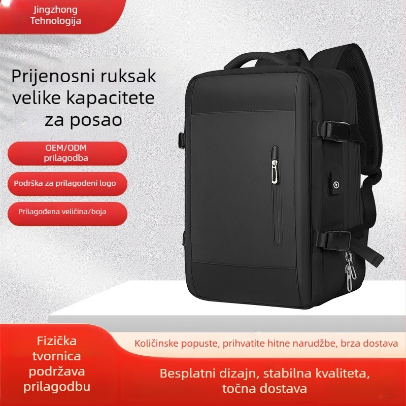 Proširivi poslovni ruksak velikog kapaciteta s pretincem za prijenosno računalo, unutarnji patch džep, Oxford materijal, zatvarač