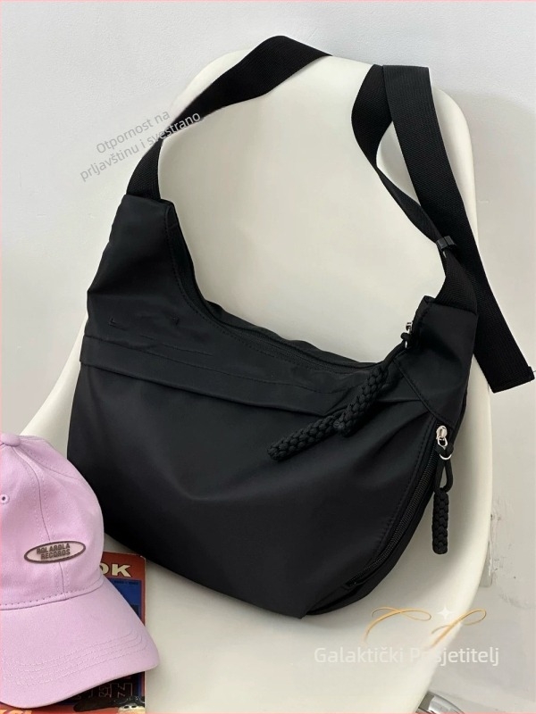 Crossbody torba u stilu dumplinga za mlade na kampusu, Oxford tkanina, zatvarač, bez podstava