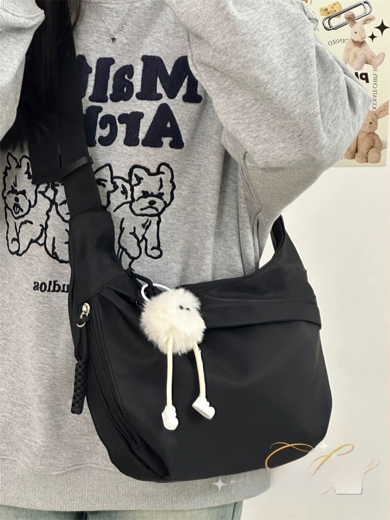 Crossbody torba u stilu dumplinga za mlade na kampusu, Oxford tkanina, zatvarač, bez podstava