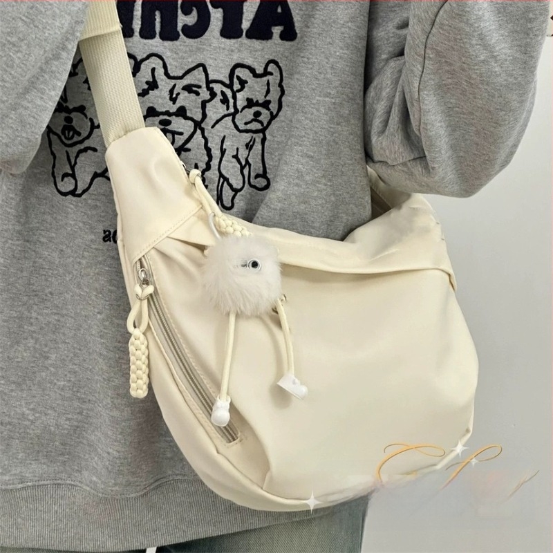 Crossbody torba u stilu dumplinga za mlade na kampusu, Oxford tkanina, zatvarač, bez podstava