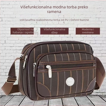 Crossbody torba od Oxford platna, mala kvadratna torba, kvadratni oblik, zatvaranje zatvaračem, unutarnji laminirani pretinac