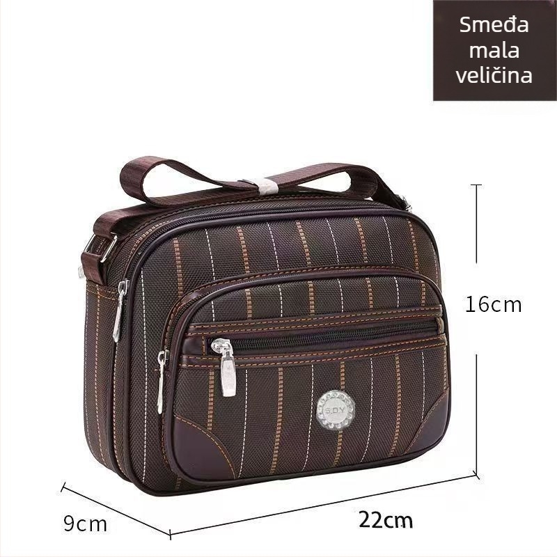 Crossbody torba od Oxford platna, mala kvadratna torba, kvadratni oblik, zatvaranje zatvaračem, unutarnji laminirani pretinac