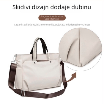 Unisex poslovna torba za laptop s velikim kapacitetom, lagana, Oxford platno, zatvaranje na zip, unutarnja laminirana džep, nošenje preko ramena ili u ruci