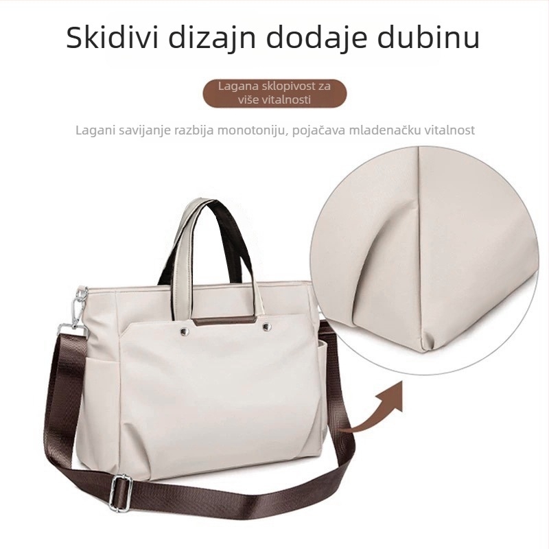 Unisex poslovna torba za laptop s velikim kapacitetom, lagana, Oxford platno, zatvaranje na zip, unutarnja laminirana džep, nošenje preko ramena ili u ruci