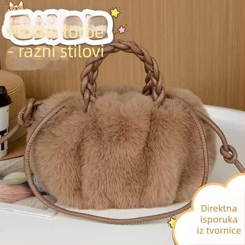 Crossbody torba od pliša s dizajnom oblaka, magnetska kopča, horizontalni kvadratni oblik, džep za prijenosno računalo, jedna naramenica