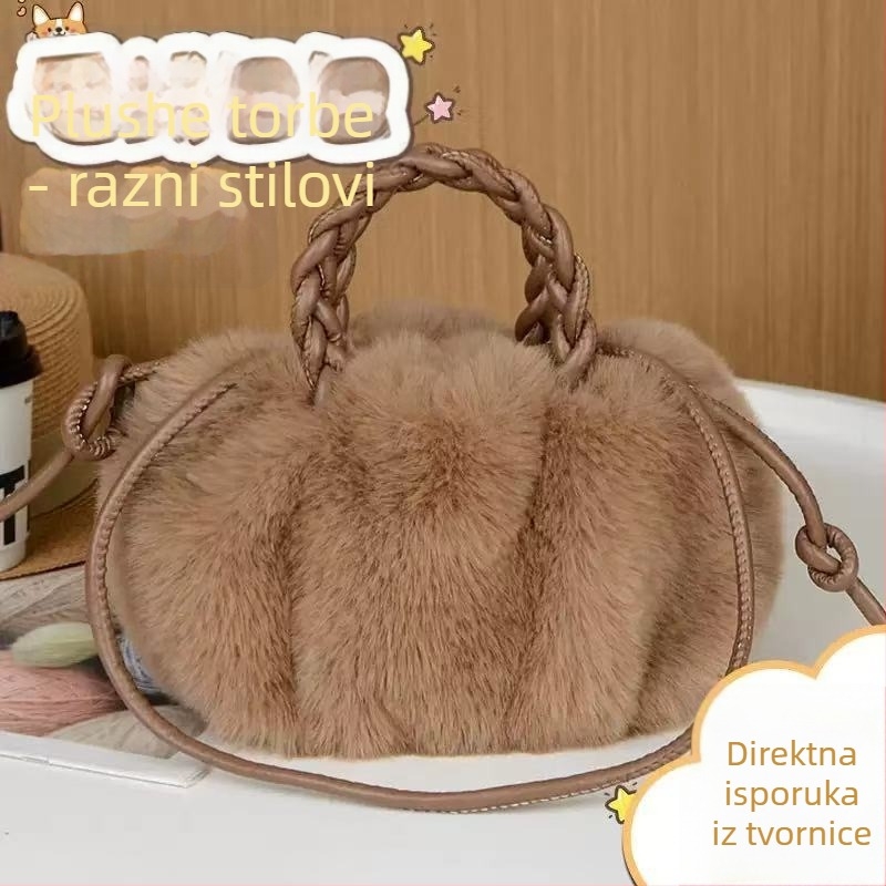 Crossbody torba od pliša s dizajnom oblaka, magnetska kopča, horizontalni kvadratni oblik, džep za prijenosno računalo, jedna naramenica
