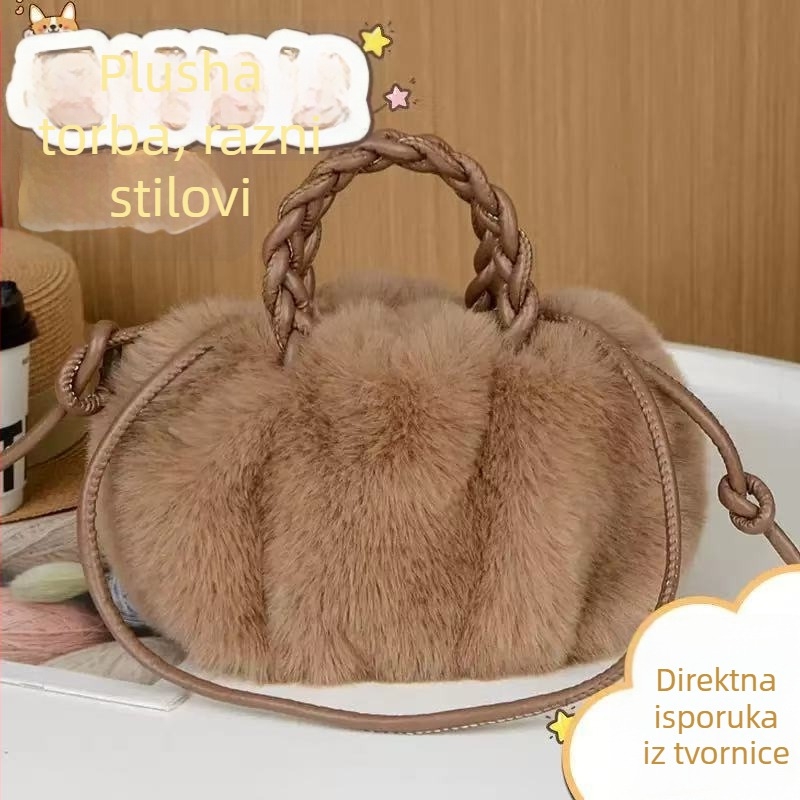 Crossbody torba od pliša s dizajnom oblaka, magnetska kopča, horizontalni kvadratni oblik, džep za prijenosno računalo, jedna naramenica