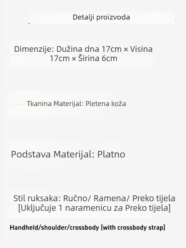 Ženska kožna torba u obliku košare sa pletenom teksturom, otvoreni gornji dio, jedna naramenica, unutarnji džep s zatvaračem, poliester podstava, svakodnevna upotreba — proljeće 2025