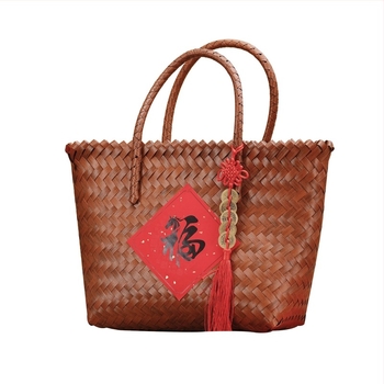 Kutija za poklon Mooncake s ručno pletenim košarom od bambusa, Zhejiang podrijetlo, karton, vintage stil, šifra proizvoda: Mid-autumn festival hand basket