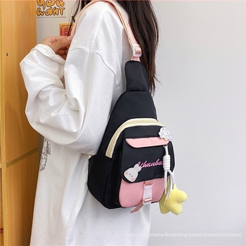 Ženska crossbody torba u stilu Harajuku Ulzzang, najlon, podstava od poliesterja, zatvarač, džep za telefon i dokumente