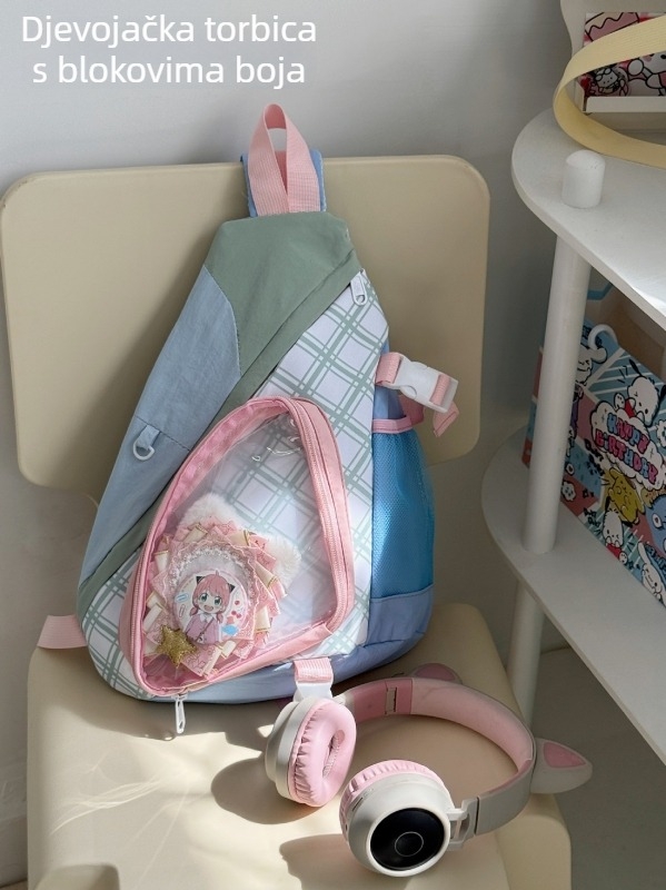 Dicarlo crossbody torba, svjež i sladak stil, najlon materijal, oblik jastuka, zatvaranje zatvaračem