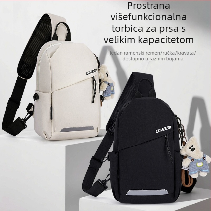 Kumiku torba za prsa, gradski jednostavan stil, materijal: Cavalry twill nylon kompozitna tkanina, zatvarač, laminirani džep sa zatvaračem