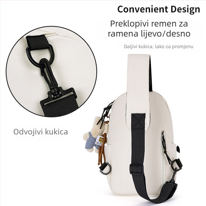 Kumiku torba za prsa, gradski jednostavan stil, materijal: Cavalry twill nylon kompozitna tkanina, zatvarač, laminirani džep sa zatvaračem