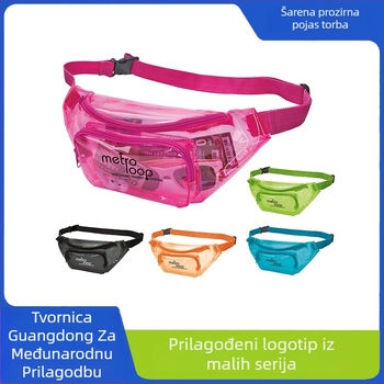 PVC pojasnica s dvostrukim džepovima, vodootporna ženska crossbody torbica, zatvaranje na zip, unutarnji džepovi za telefon i osobnu iskaznicu