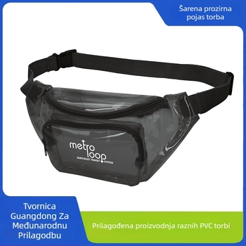 PVC pojasnica s dvostrukim džepovima, vodootporna ženska crossbody torbica, zatvaranje na zip, unutarnji džepovi za telefon i osobnu iskaznicu