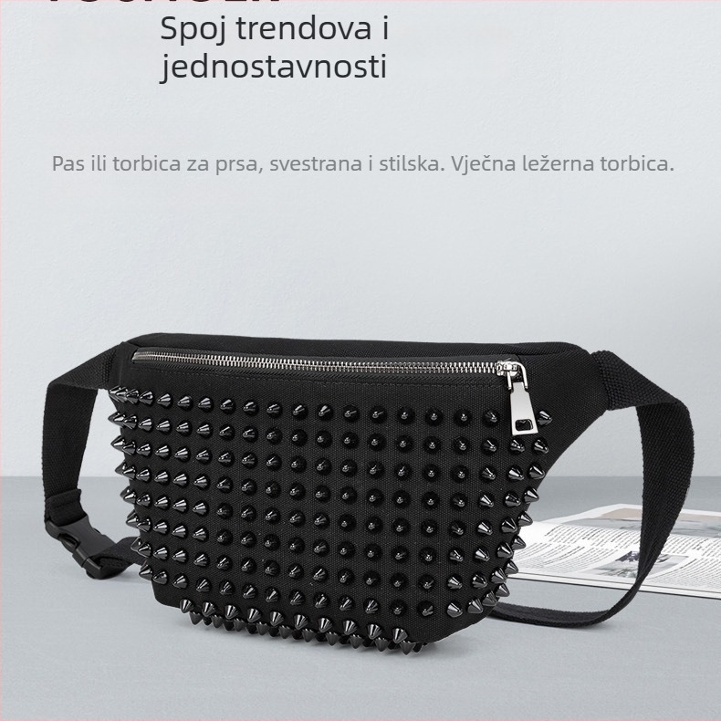 Platnena torba za prsa s nitima, Kubi Kuo, ulični stil, zatvaranje na zip, trodimenzionalni oblik, unutarnji džep sa zipom i ID džep (Proljeće 2025)