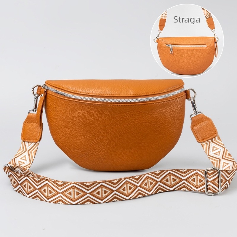 Ženska PU kožna crossbody torbica — velika kapaciteta, plisirani dizajn, zatvarač, unutarnja džep s zatvaračem, poliesterska podstava