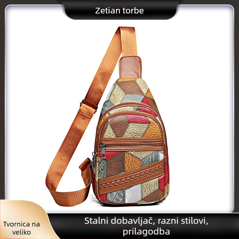 Ženska PU crossbody torba, vertikalno kvadratnog oblika, zatvaranje na zip, unutarnji džep s zipom, podstava od poliesteru