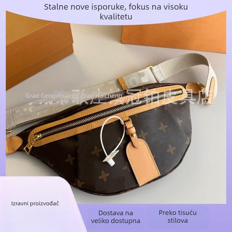 Torba za struk od prave kože (prvi sloj teleće kože), podstava poliester, zatvarač, unutarnja džep s zatvaračem i džep za mobitel, ulični stil
