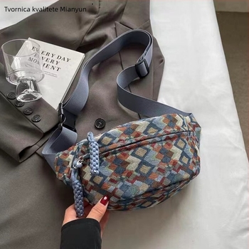 Unisex PU torbica za prsa s platnenom podstavom, crossbody torba za telefon – proljeće 2025