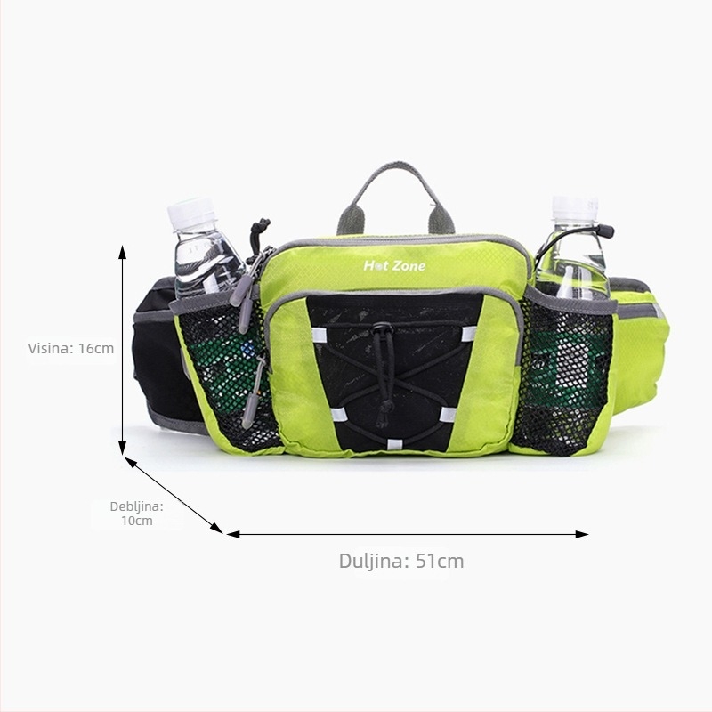 Torba za bok s bocu vode za outdoor sportove, najlon, unisex, vodootporna, prozračna, noćno-reflektirajuća vidljivost (Brand HOT ZONE, Sezona Zima 2025)