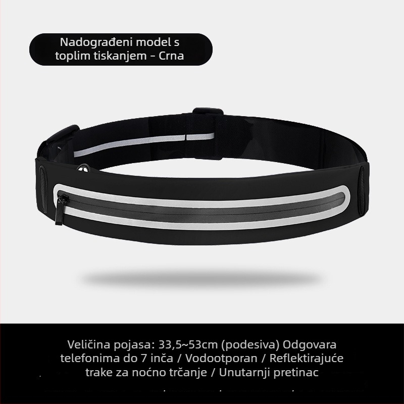 Sportska torbica oko struka, unisex, vodootporna unutarnja membrana PU, Stretch Lycra, proširivi kapacitet za vanjske sportove