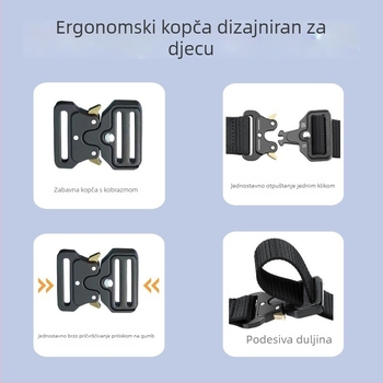 Dječja taktička pojas torbica od PU kože, kopča s pinom, kopča od platna/nylona, uski profil (<2 cm), proljeće 2025
