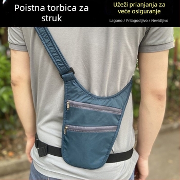 Najlon torbica za dokumente na putovanjima s pretincima za pasoš i kartice, unutarnja džep, zatvaranje zatvaračem, unutarnji sloj