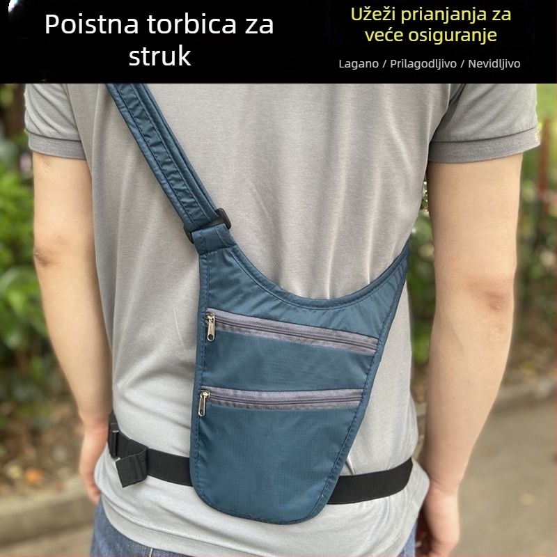 Najlon torbica za dokumente na putovanjima s pretincima za pasoš i kartice, unutarnja džep, zatvaranje zatvaračem, unutarnji sloj