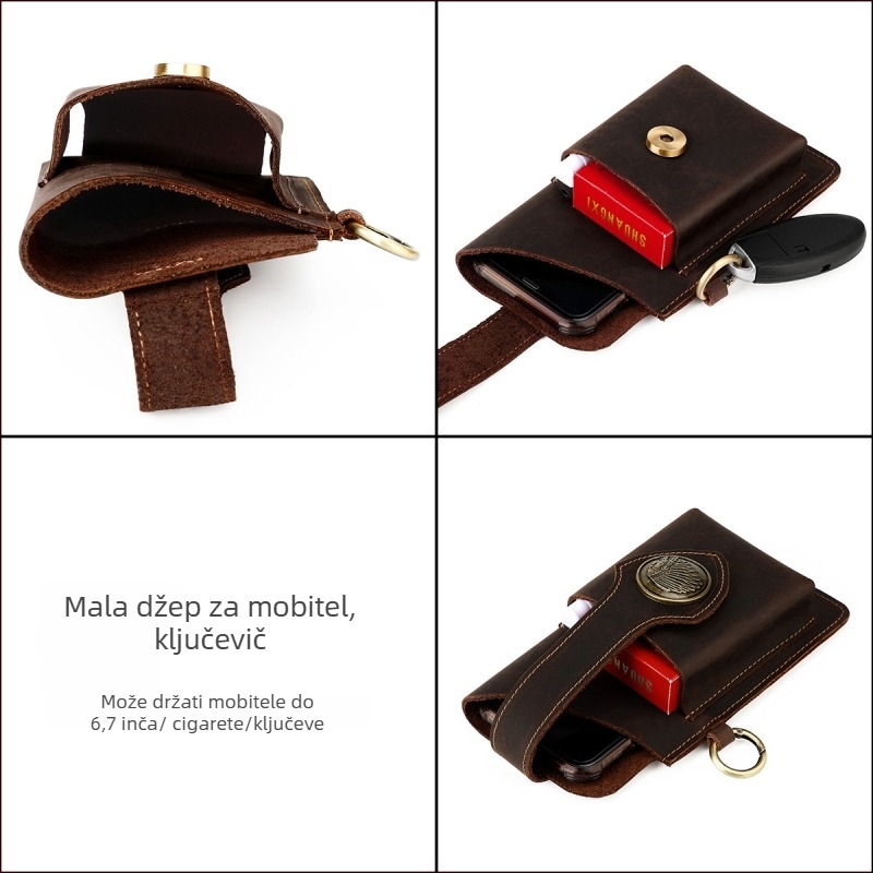 MaDonNo Muška torba za struk, Model 6101 — Prava koža, Prvi sloj teleće kože, Vodootporna