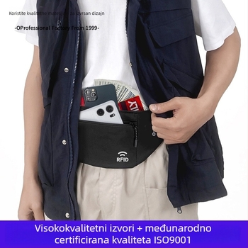Sportska torbica za pojas s RFID zaštitom, vodootporan najlon, unisex, tanak dizajn, za vanjske sportove