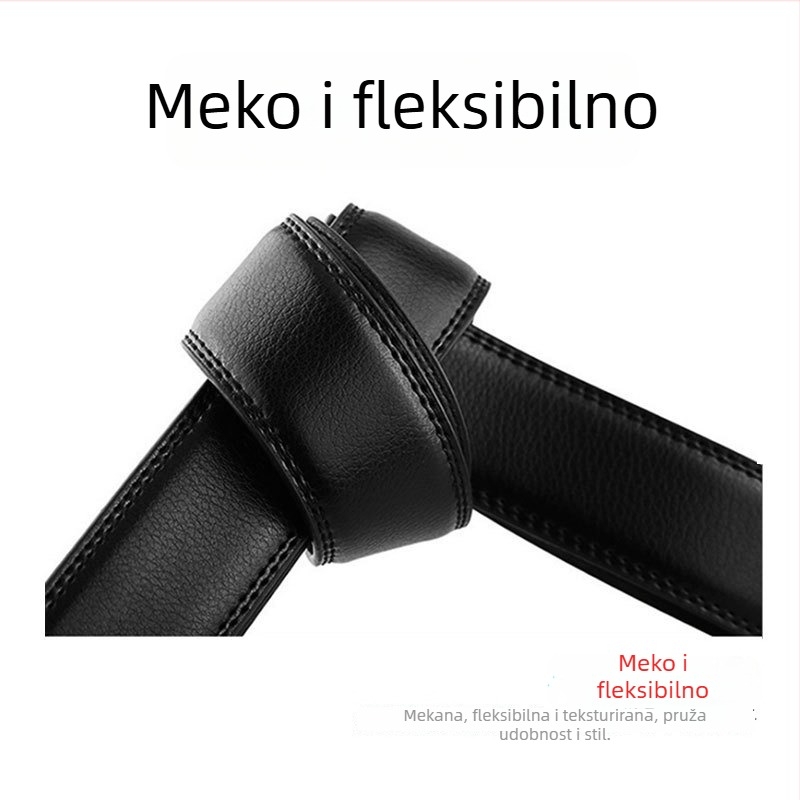 Muški kožni kaiš s automatskom kopčom, dvostruki sloj teleće kože, aluminijska kopča