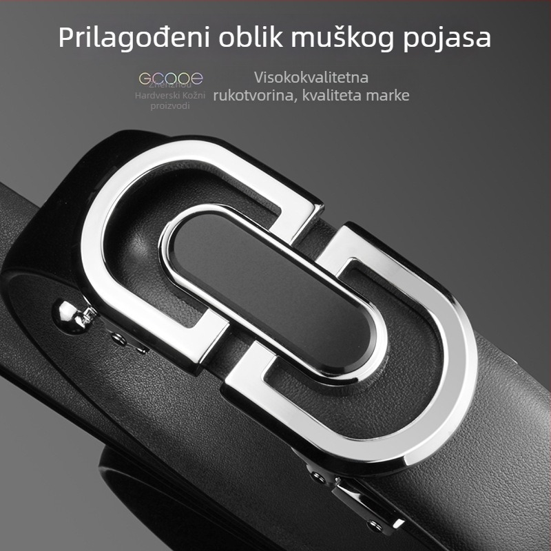 Muški remen od prave kože s automatskom kopčom, širina 2–4 cm, kopča od legure, casual stil