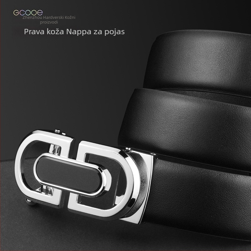 Muški remen od prave kože s automatskom kopčom, širina 2–4 cm, kopča od legure, casual stil