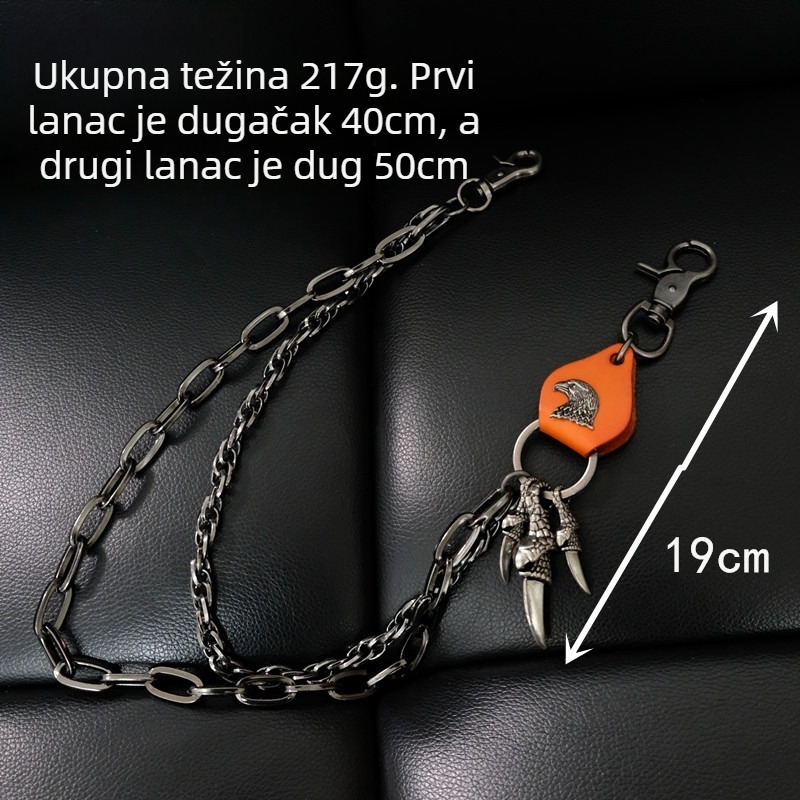Metalni lanac za novčanik u retro punk stilu, denim verzija, Yanda, Opp bag pakiranje