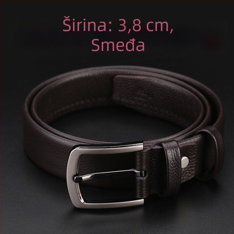 Muški dvostruki remen od prvog sloja teleće kože s kopčom s pinom, širina 2-4 cm, ležerni stil