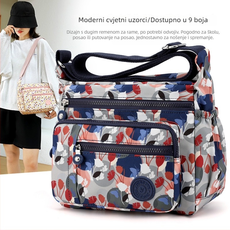 Najlon torbica za rame, messenger stil, srednja veličina, Oxford platno, casual ženska torbica