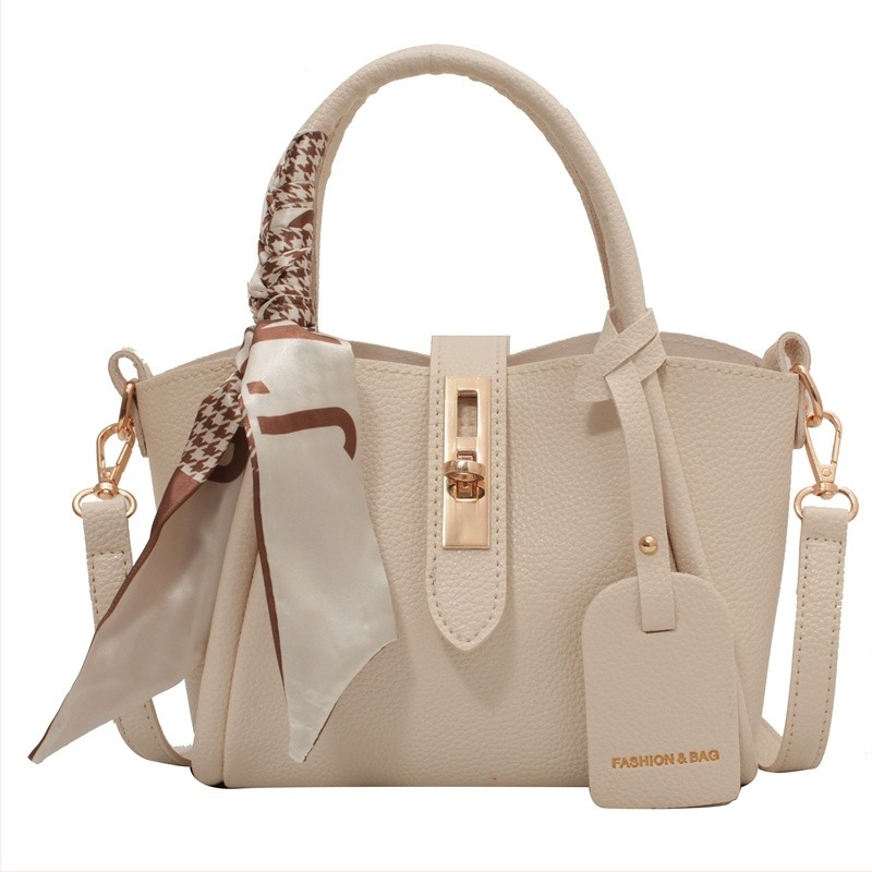 PU kožna torba Mother-in-Law Crossbody Bucket Bag, velika kapaciteta, vodoravni kvadratni oblik, zaključavanje na ključ
