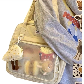 Platnena crossbody torba za školu, kapacitet 36–55L, kompatibilna s 9-inčnim prijenosnim računalom, zakrivljeni remen, ulični stil