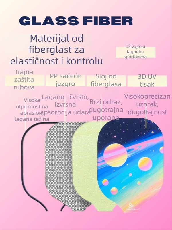 Tu Bao set pickleball reketa od vlaknastog stakla, težina 235±8 g