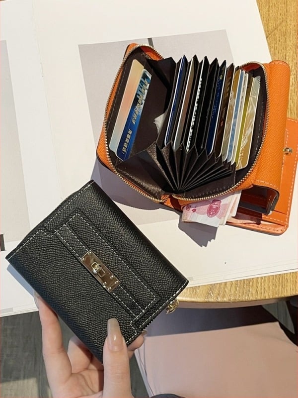 Ženski novčanik od prave kože, bi-fold — Muqu, koža prvog sloja, podstava poliester