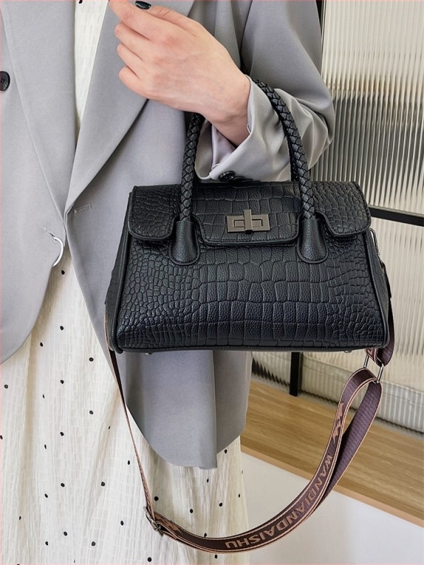 Ženska Saddle Bag torba preko ramena - PU koža, zatvarač, unutarnji džepovi, poliester podstava, vodoravni kvadratni oblik