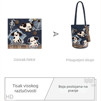 Platnena bucket torba za žene s produženim lancem, crossbody/ramena torba; prilagodljiva, moguć tisak logotipa