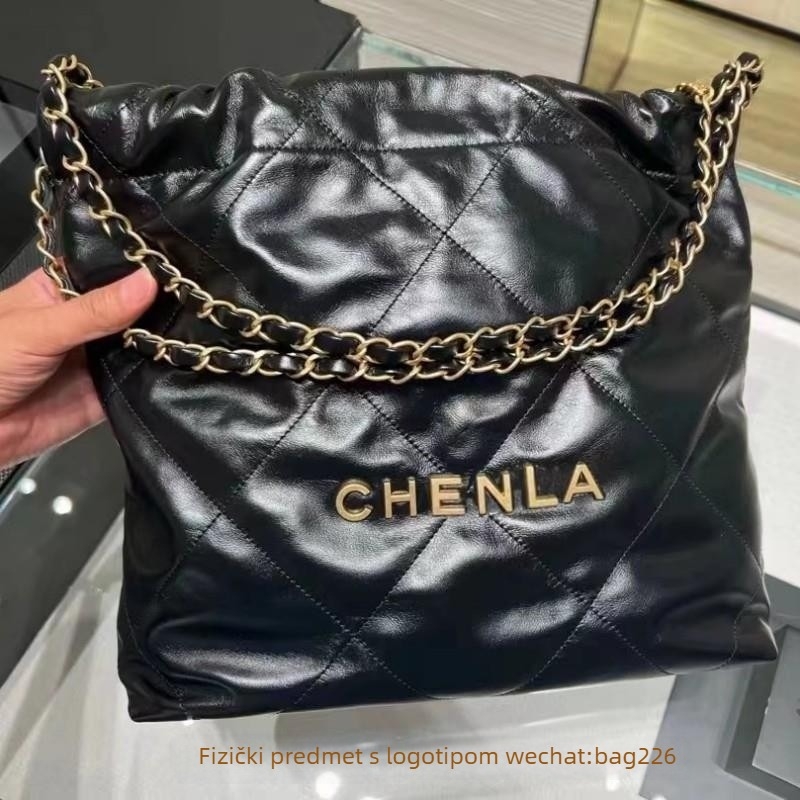 22Bag ženska torba u stilu Chanel, dijamantni uzorak quilt i zlatni lanac, bucket bag, velika zapremina, gradski stil
