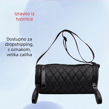 Cilindrična bucket torbica, gradski minimalistički stil, najlon, zatvaranje na zip, unutarnja džep sa zatvaračem, poliesterska podstava