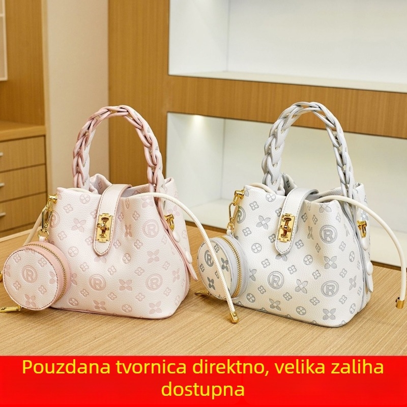 Ženska bucket torba s crossbody remenom, uličnim stilom, PVC, zaključavanje, unutarnji džep za dokumente