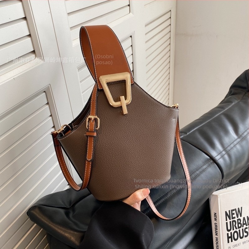 Unisex PU bucket torba, uspravnog kvadratnog oblika, magnetska kopča