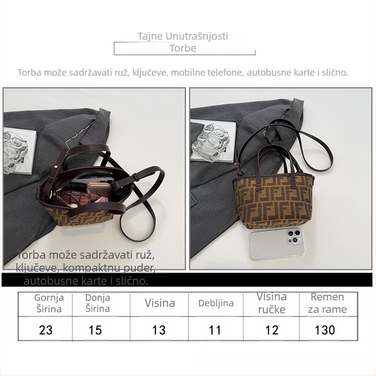 Svilenkasta torba-košara u stilu košare za povrće, zatvarač, svakodnevna upotreba