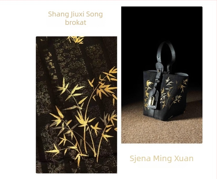 Torba tipa kanta od platna sa Sichuan brokadom, novi nacionalni stil, ovalni oblik, magnetska kopča, pamuk podstava